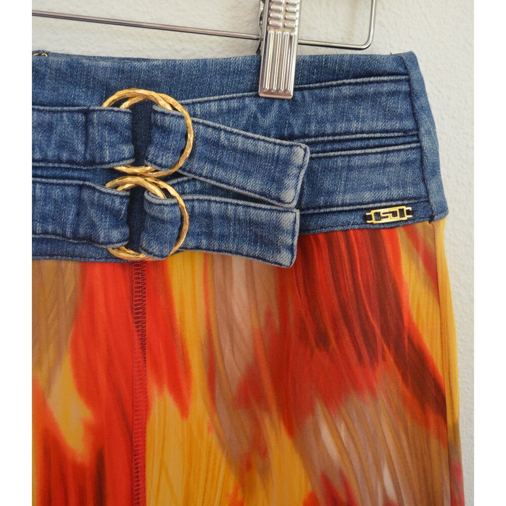 St John Sport Denim Silk Y2K Style Skirt Size Medium - Picture 3 of 4